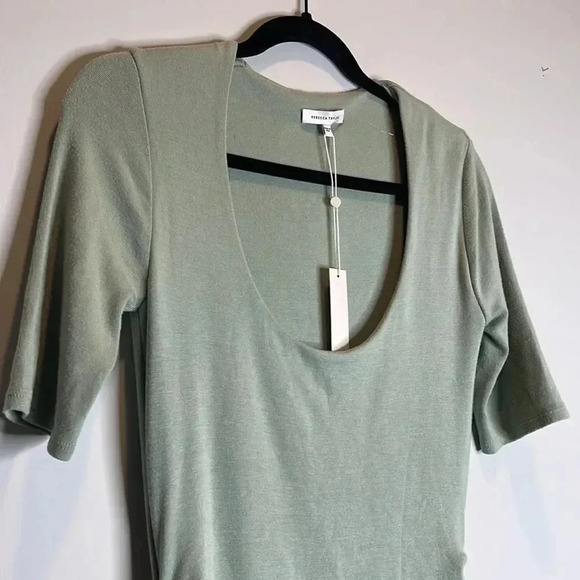 Rebecca Taylor Green Ruched TShirt Dress with lining - Picture 8 of 13